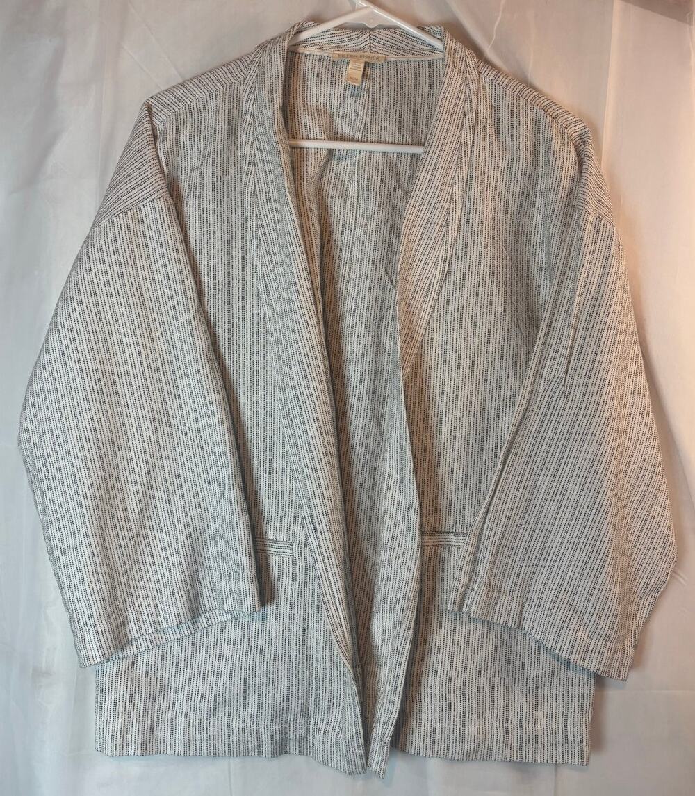 Eileen Fisher Linen Cotton Striped Cardigan Size Medium